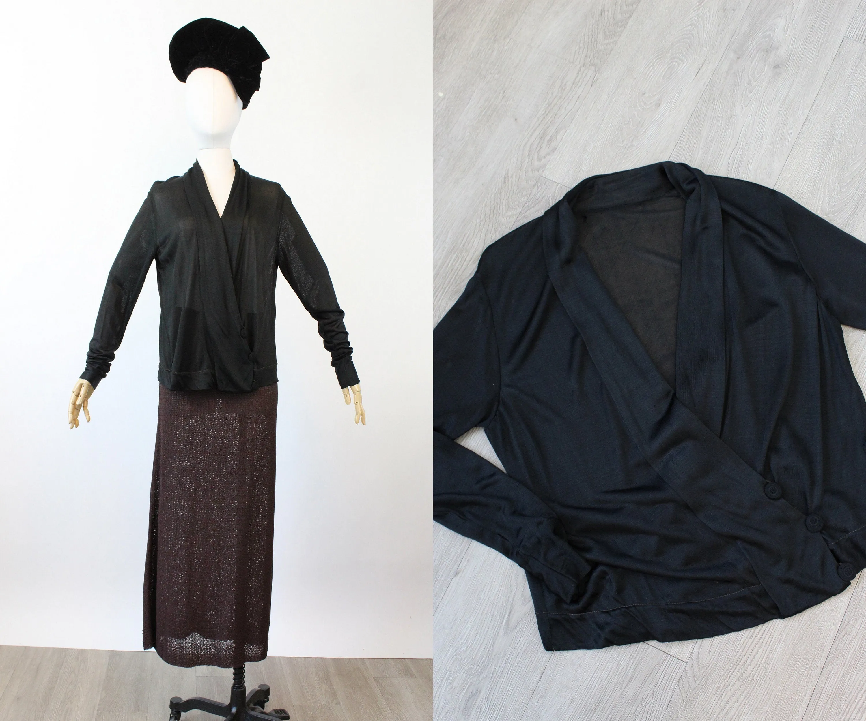 1920s silk CARDIGAN sweater blouse small medium | new winter