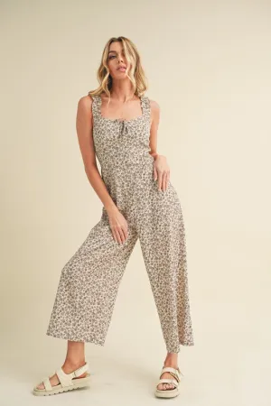 Aemi   Co Floral Sweetheart Neck Wide Leg Jumpsuit