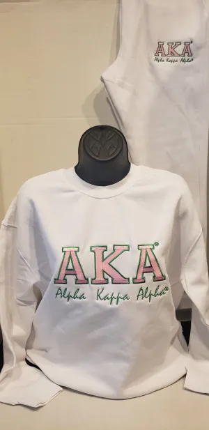 AKA White Crewneck Sweatsuit(Bold design-Side zipper)