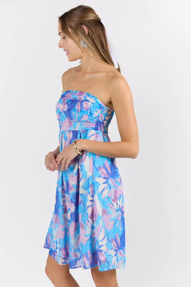 At The Oasis Multi Strapless Printed Mini Dress