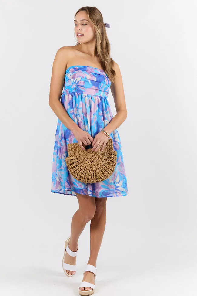 At The Oasis Multi Strapless Printed Mini Dress