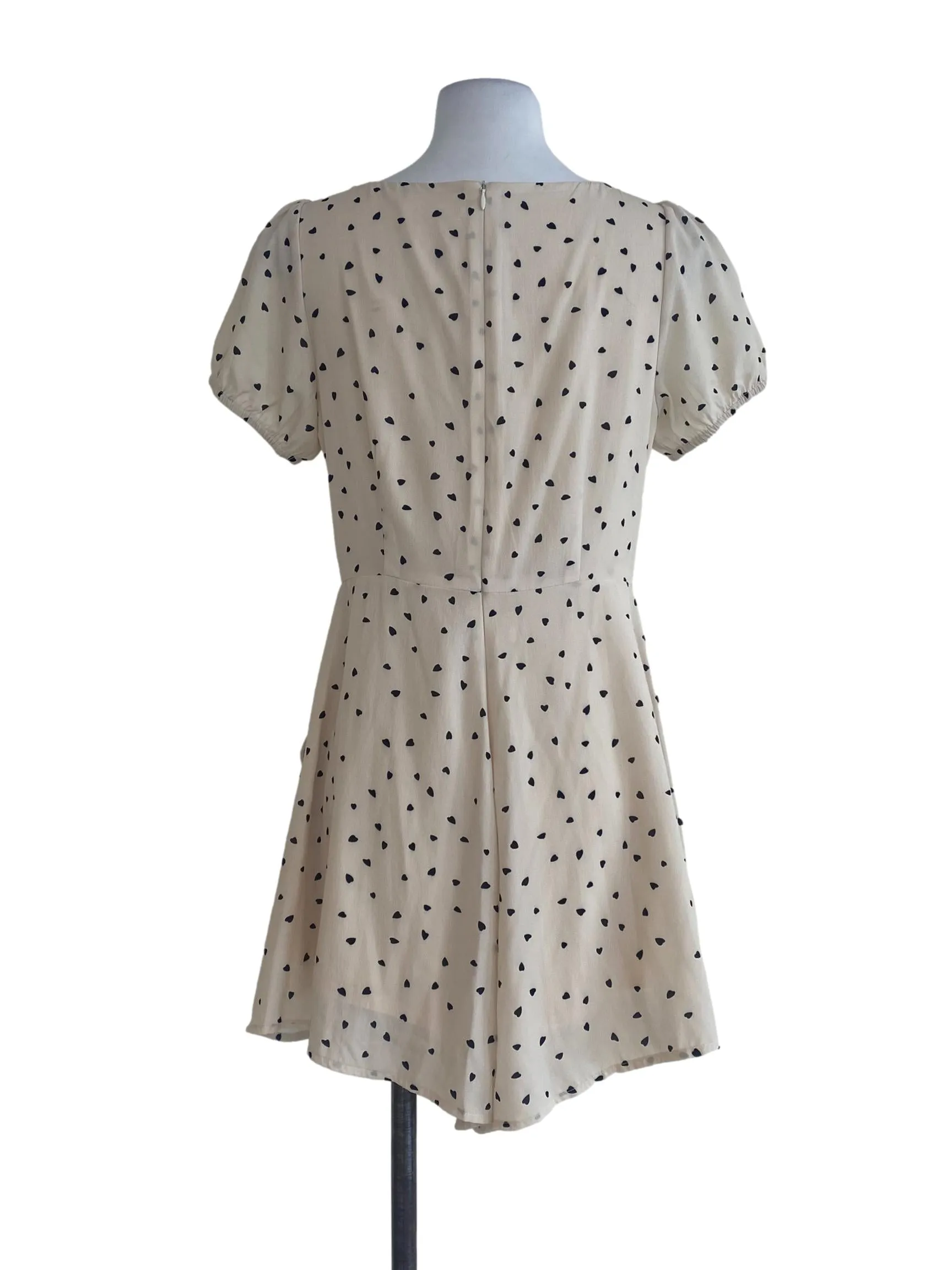 Beige Heart Printed Romper