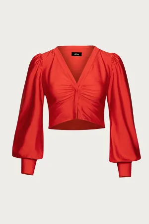 BELMOND CROPPED SATIN BLOUSE