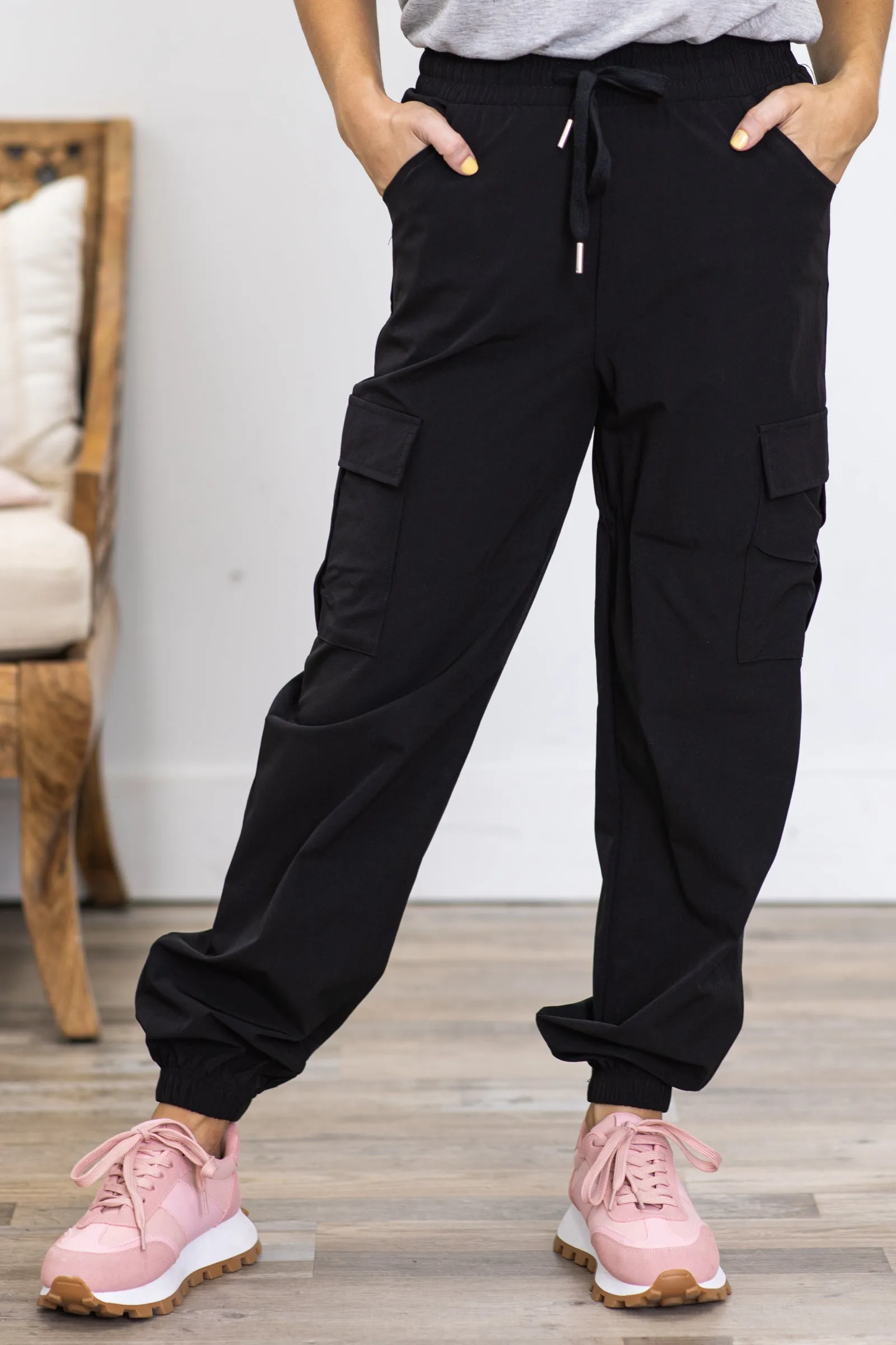 Black Lightweight Cargo Joggers