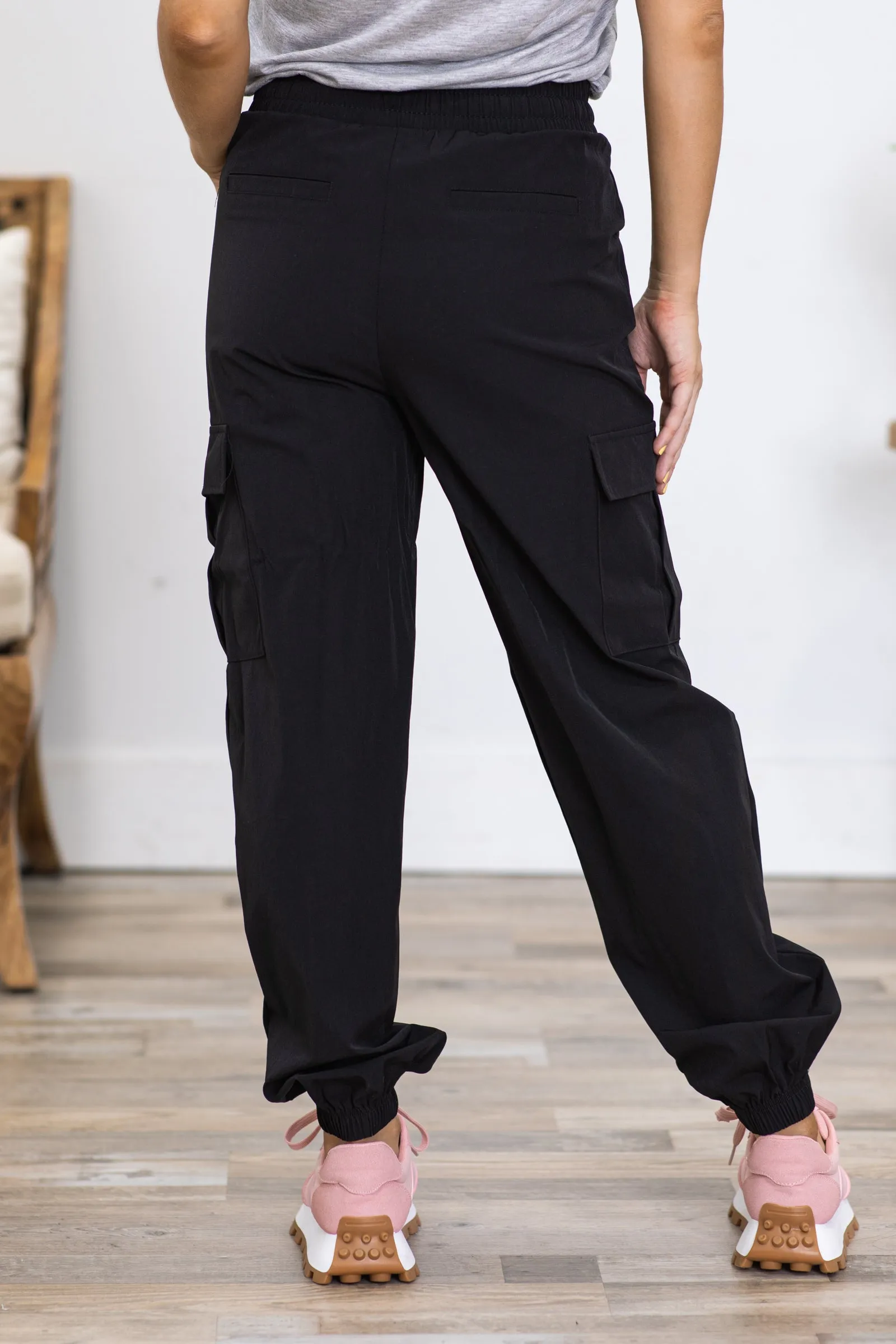 Black Lightweight Cargo Joggers