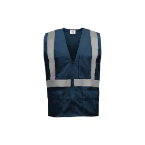 Blue Safety Vest with Suspender Pattern Reflective Tape