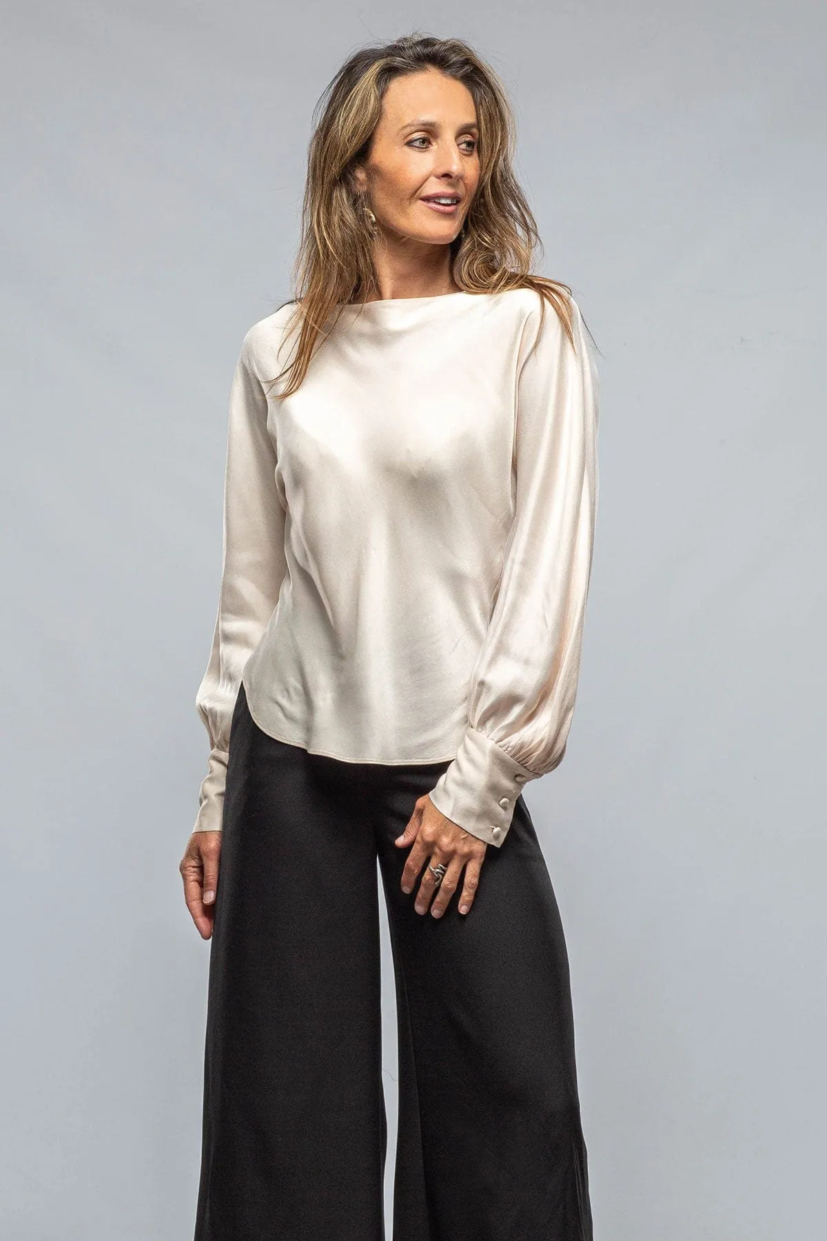 Boatneck Blouse, Cupro, In Cream