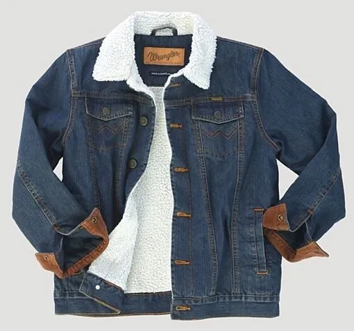 BOYS DENIM/SHERPA LINED WRANGLER JACKET