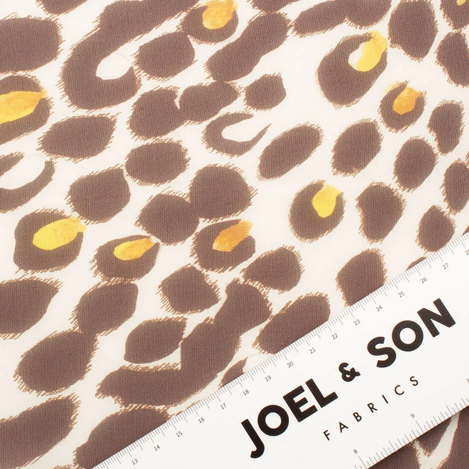 Brown & Cream Animal Printed Silk Georgette