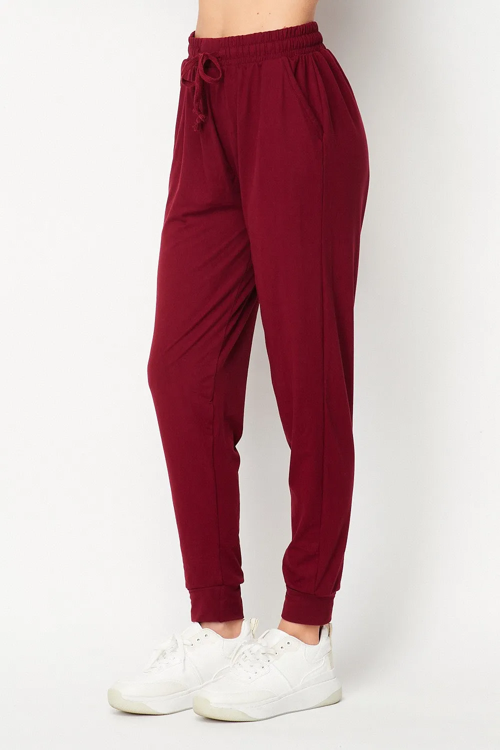 Burgundy Plus Solid Brused Jogger Pants 3/4/25 9675