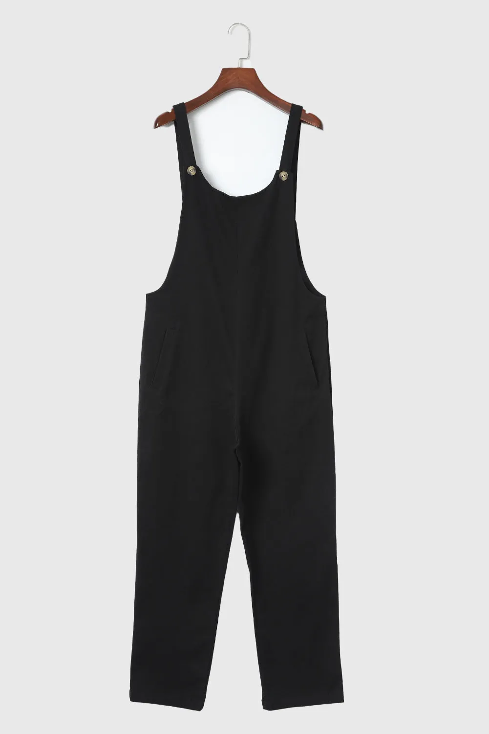 Button Straps Pocketed Cropped Jumpsuit
