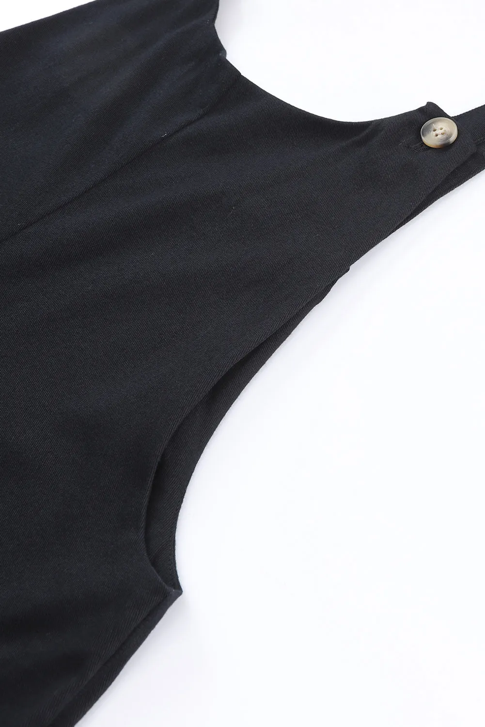 Button Straps Pocketed Cropped Jumpsuit