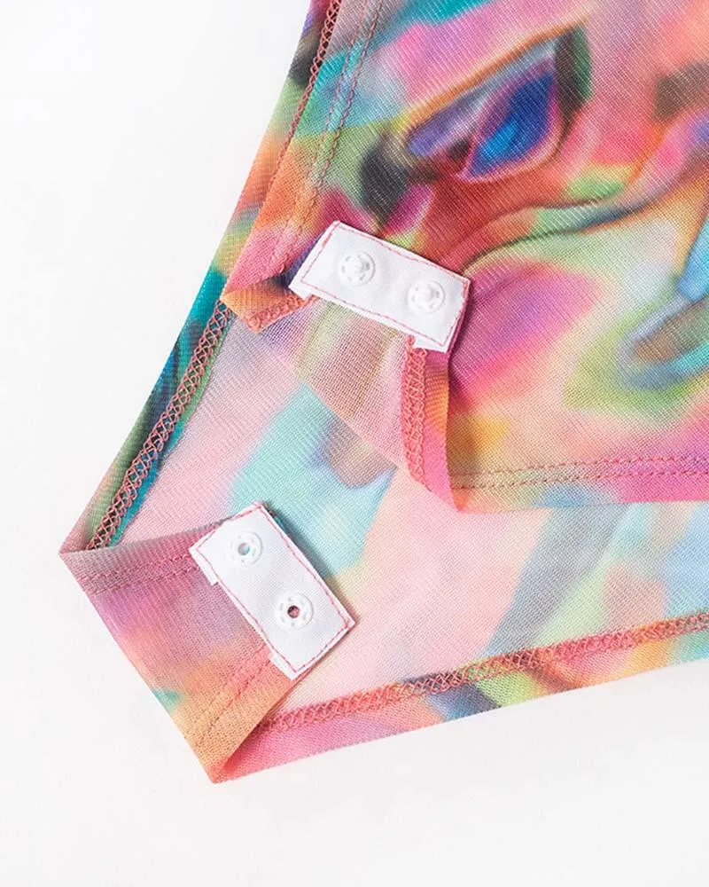 Candy-Colored Printed Long-Sleeve Bodysuit