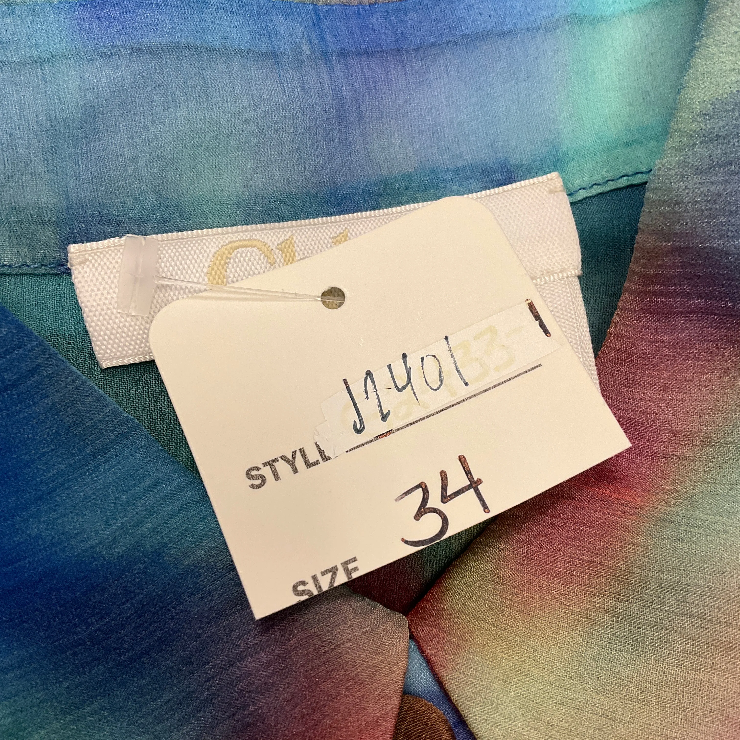 Chloe Blue Multi Sheer Tie-Dye Silk Blouse