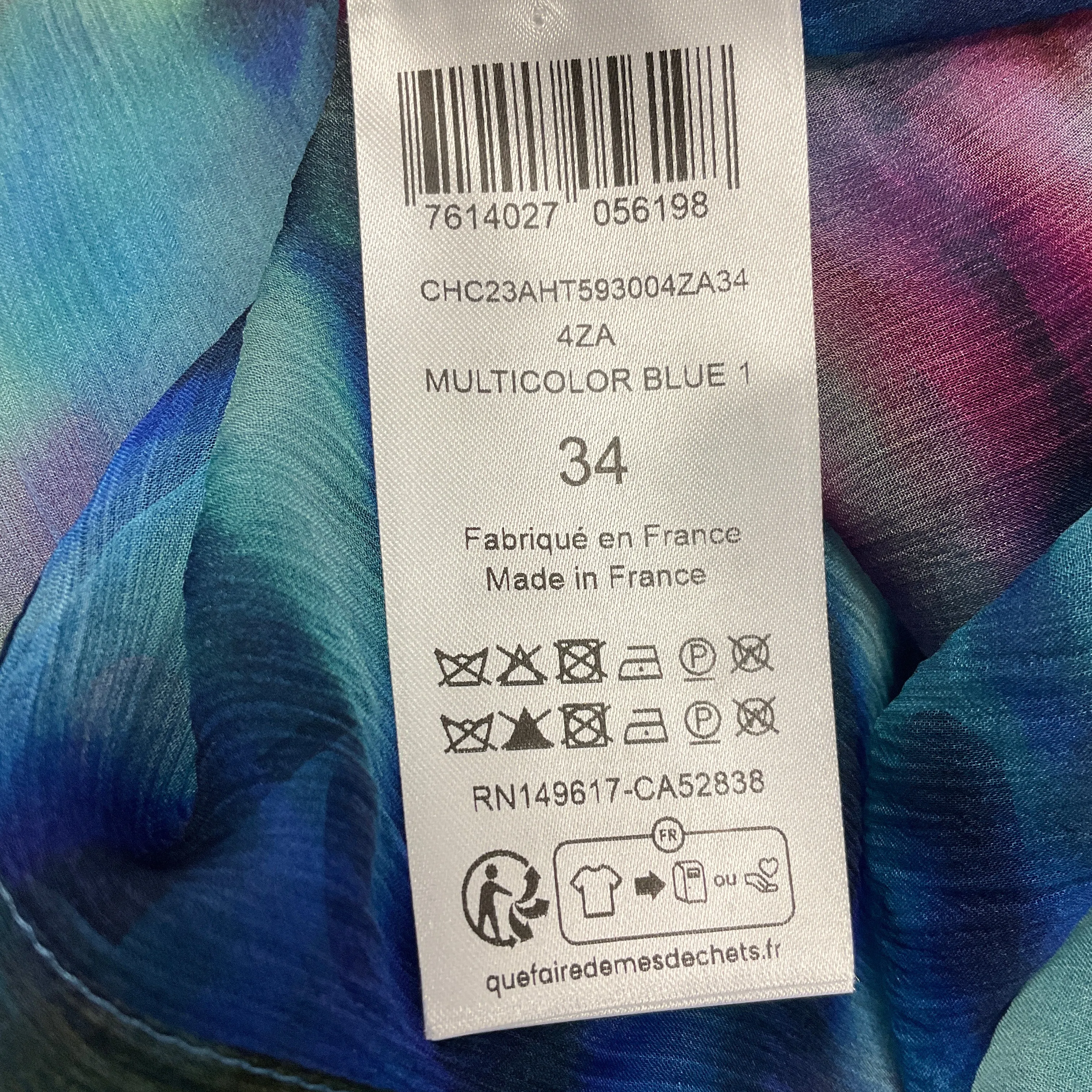 Chloe Blue Multi Sheer Tie-Dye Silk Blouse