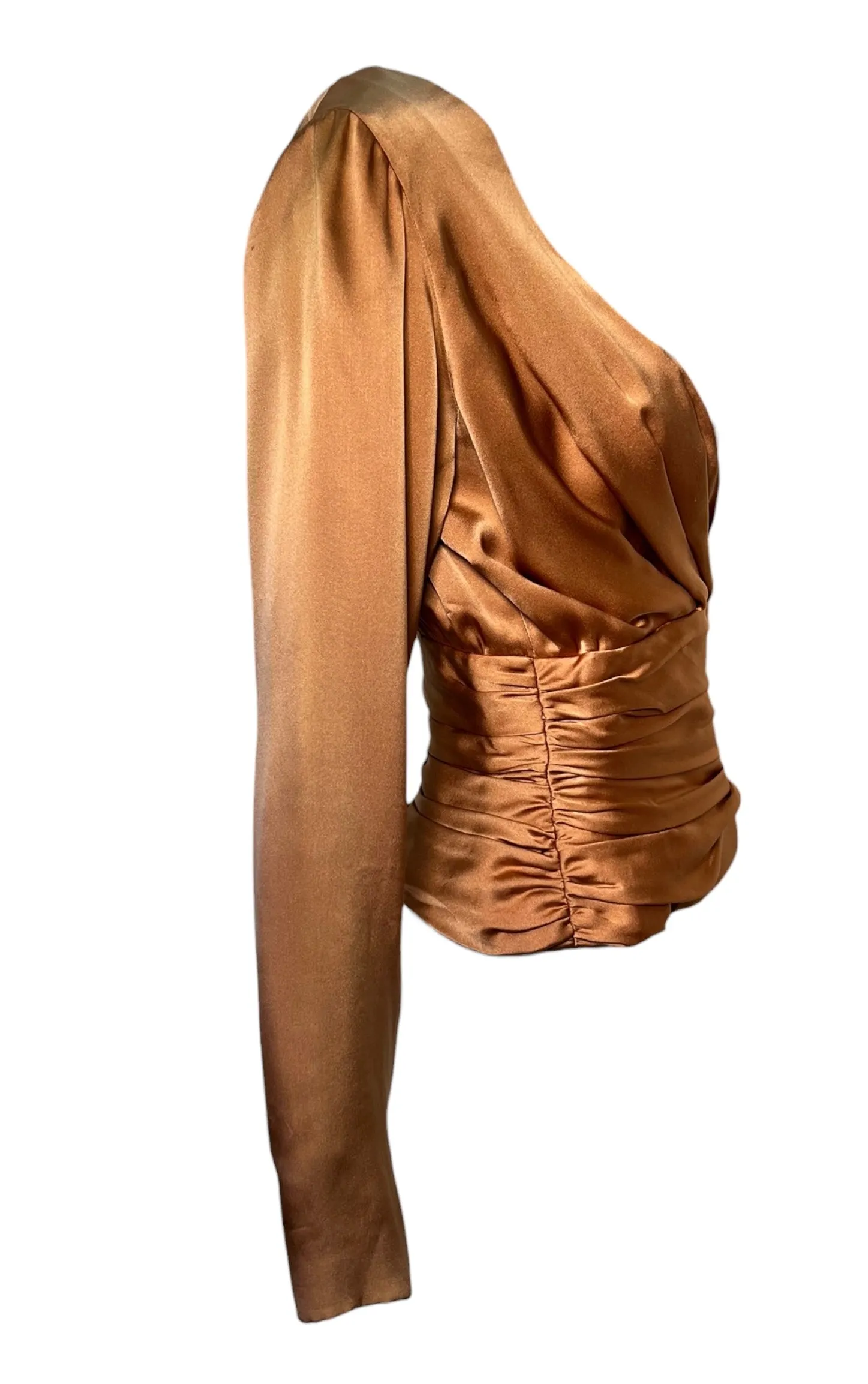 Christian Dior Haute Couture A/W 1987/1988 Copper Silk Ruched Blouse