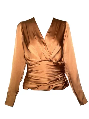 Christian Dior Haute Couture A/W 1987/1988 Copper Silk Ruched Blouse