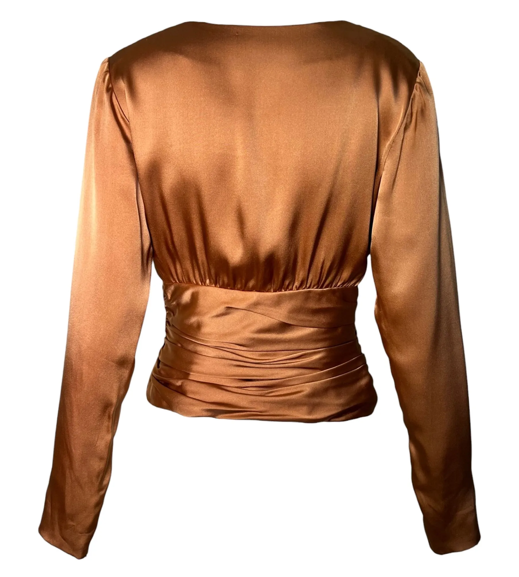 Christian Dior Haute Couture A/W 1987/1988 Copper Silk Ruched Blouse