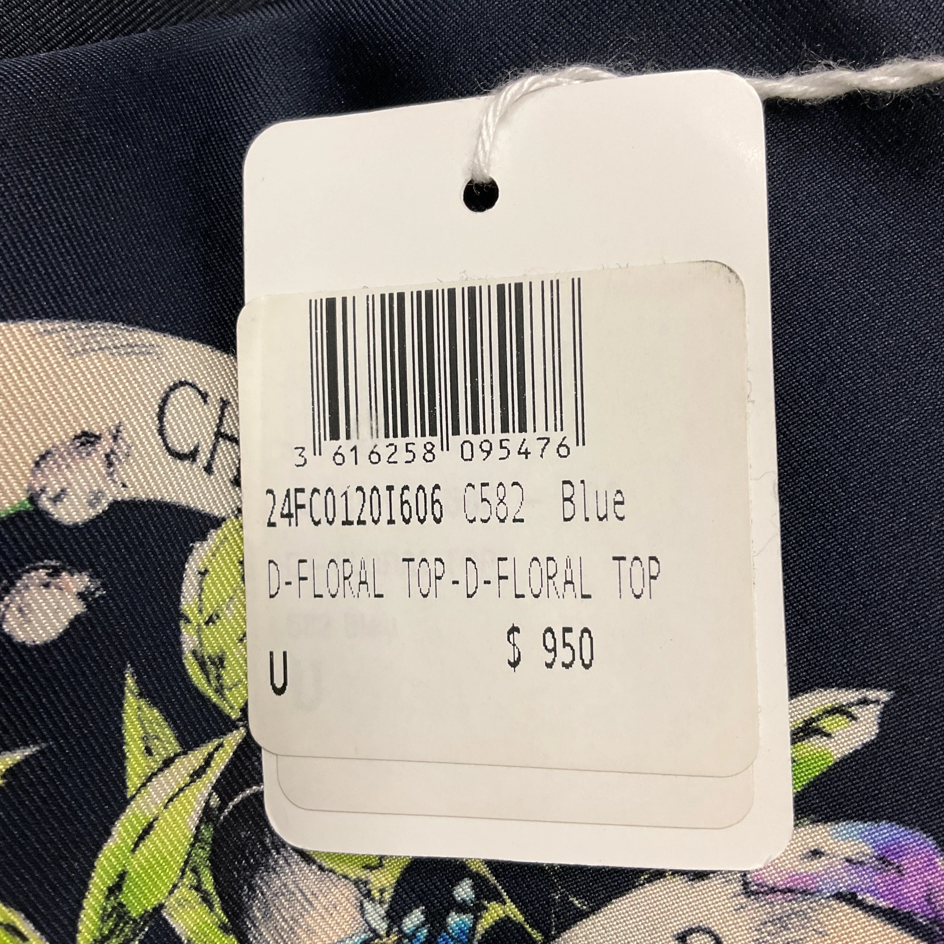 Christian Dior Navy Blue Multi Floral Silk Scarf Halter Top