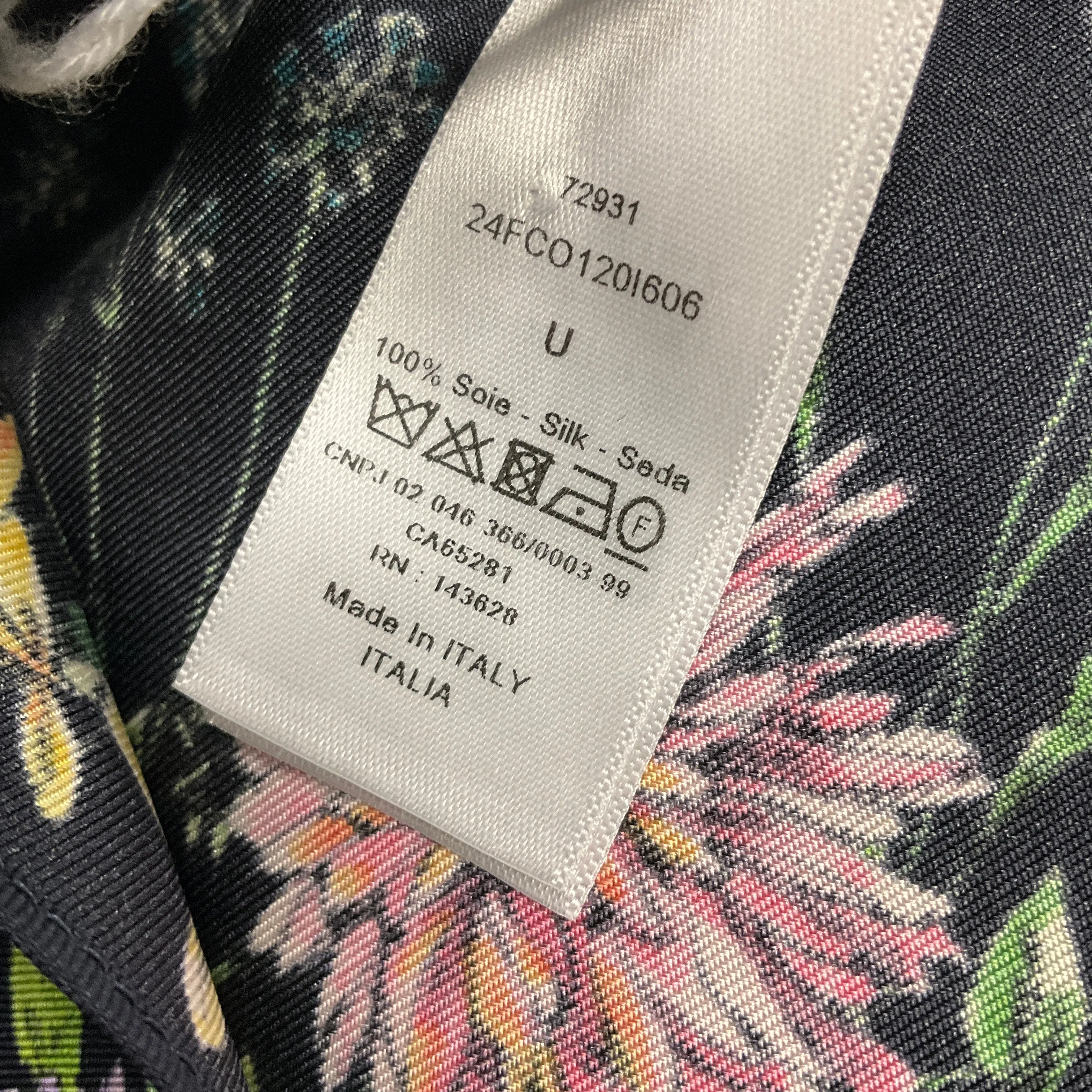 Christian Dior Navy Blue Multi Floral Silk Scarf Halter Top
