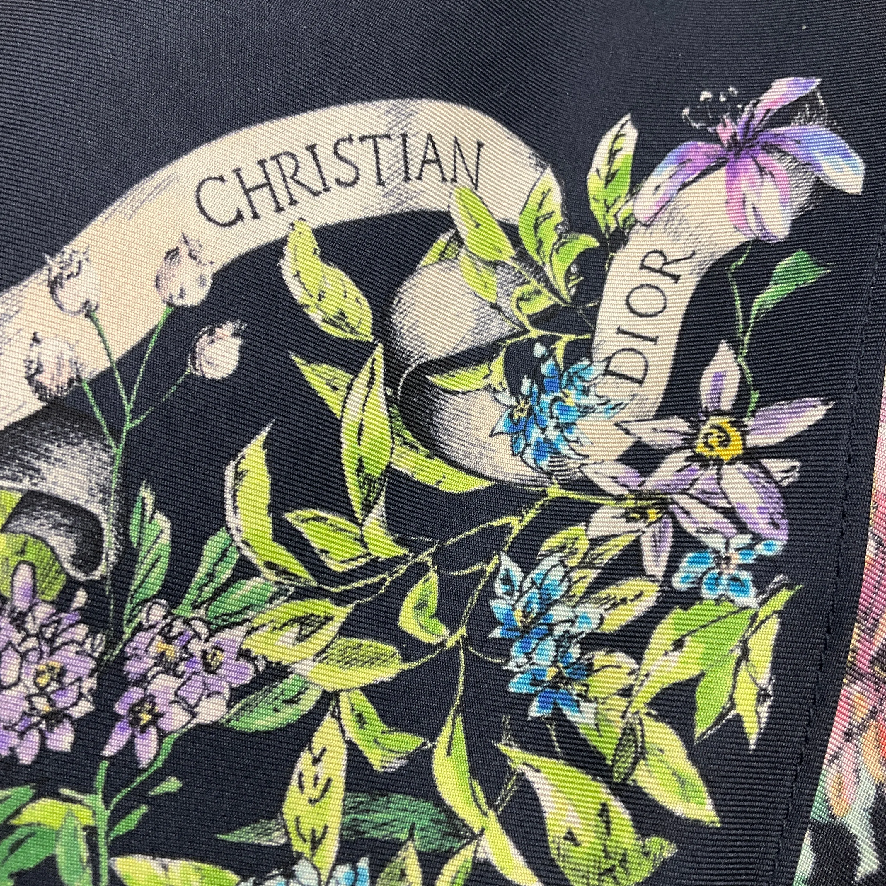 Christian Dior Navy Blue Multi Floral Silk Scarf Halter Top