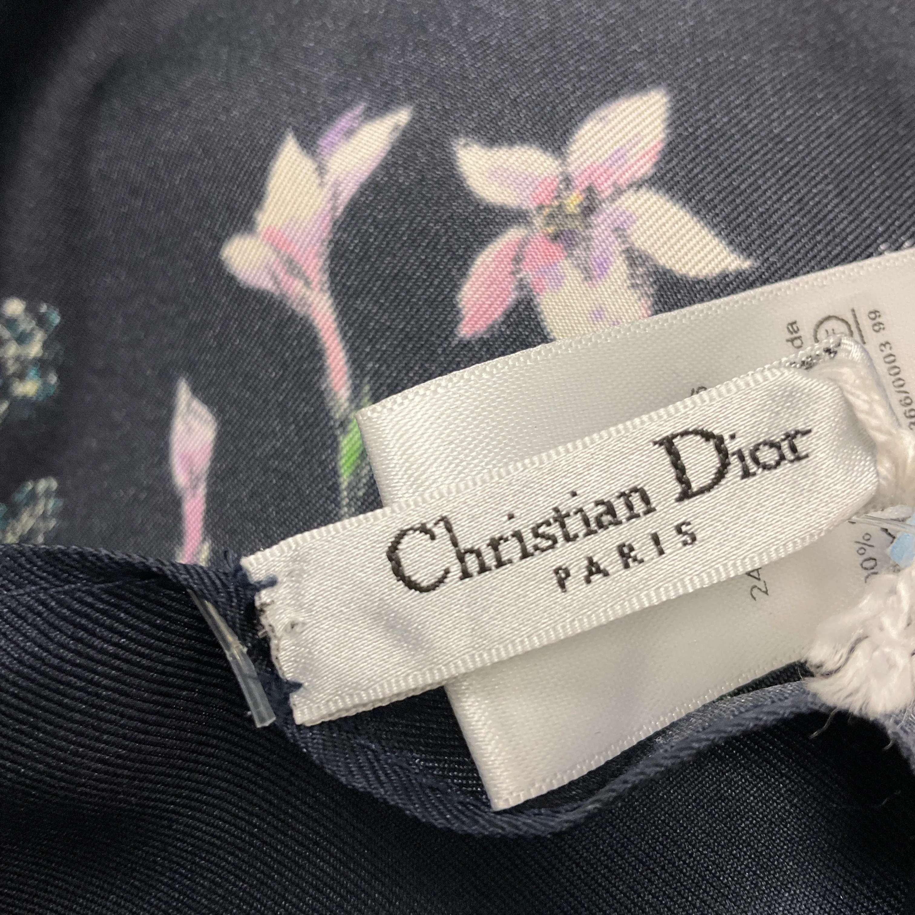Christian Dior Navy Blue Multi Floral Silk Scarf Halter Top
