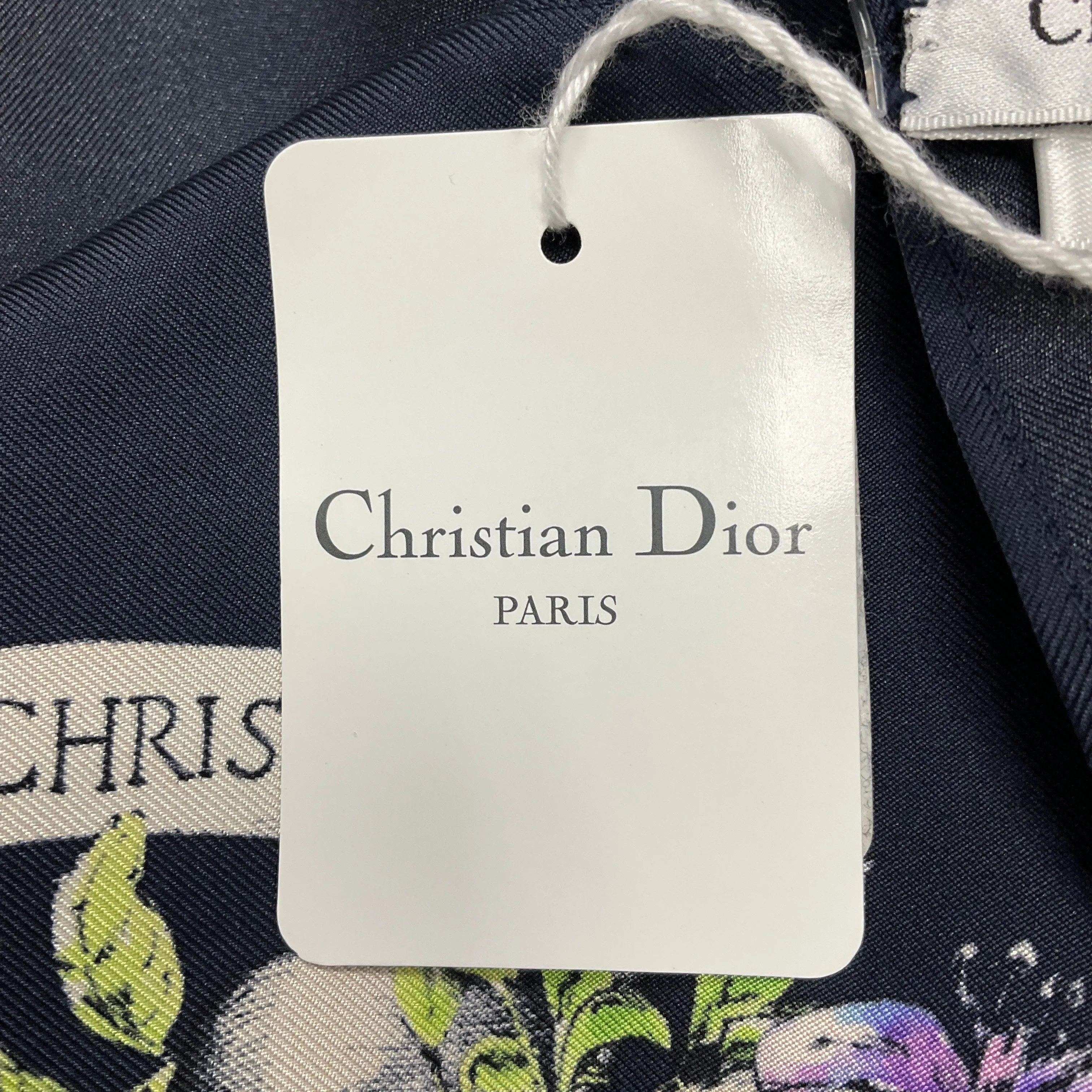 Christian Dior Navy Blue Multi Floral Silk Scarf Halter Top