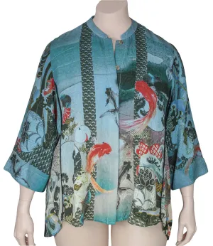 Citron Silk Cotton Print Blouse