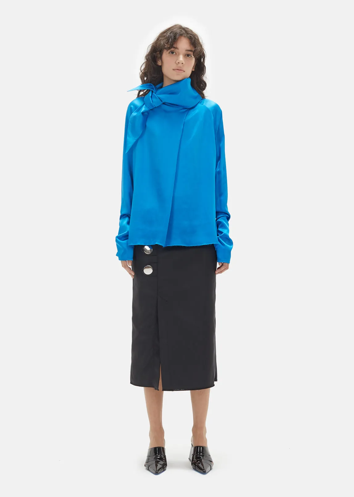 Crepe Satin Scarf Blouse