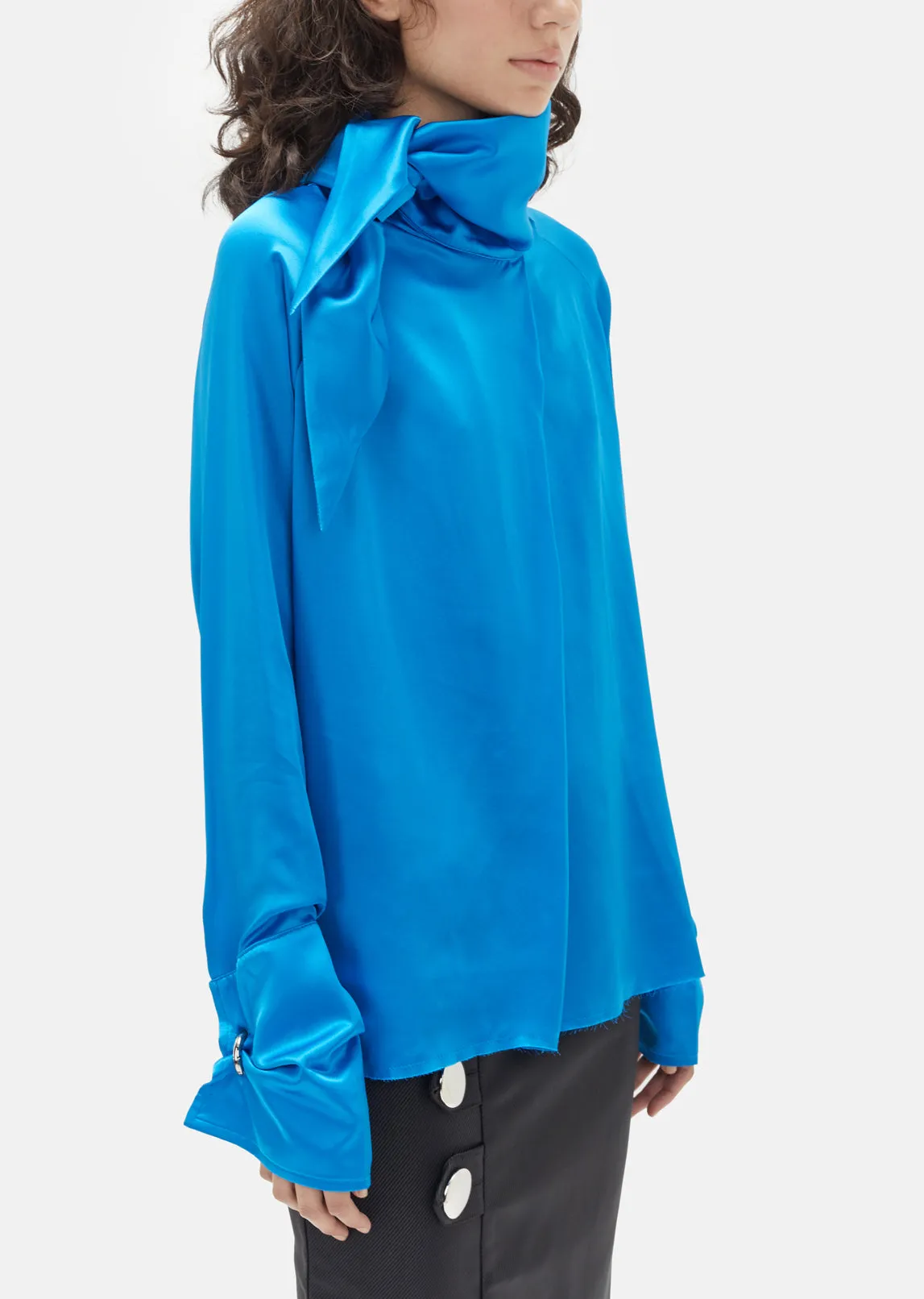 Crepe Satin Scarf Blouse