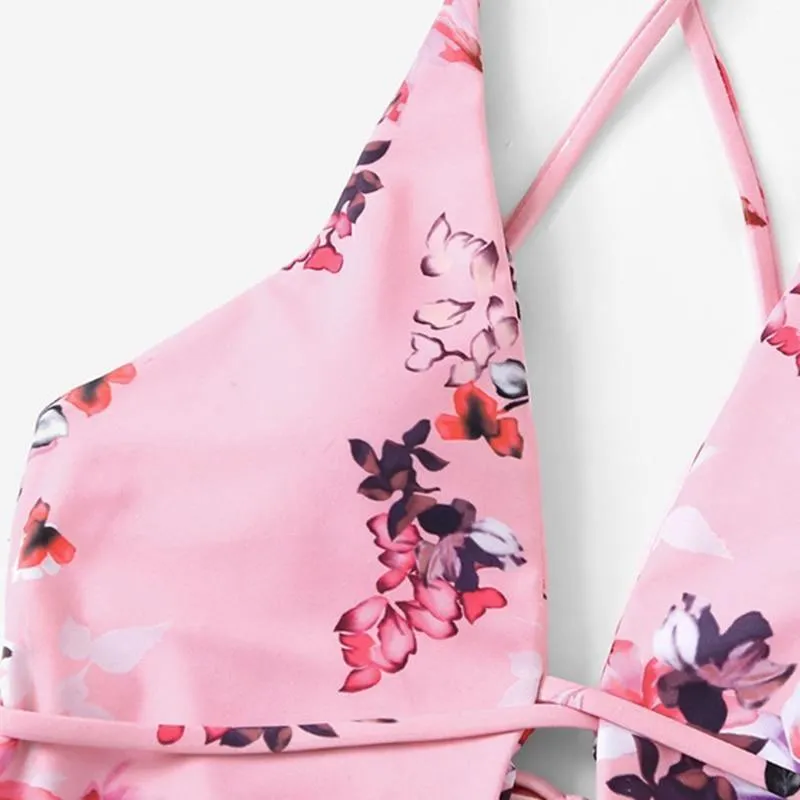 Criss Cross Backless One Piece Swimwear Women Beach Style Bikini B017