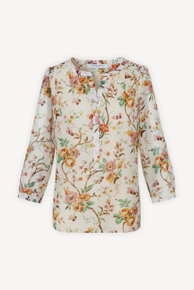 CYRIAQUE COTTON AND SILK FLORAL PRINT BLOUSE