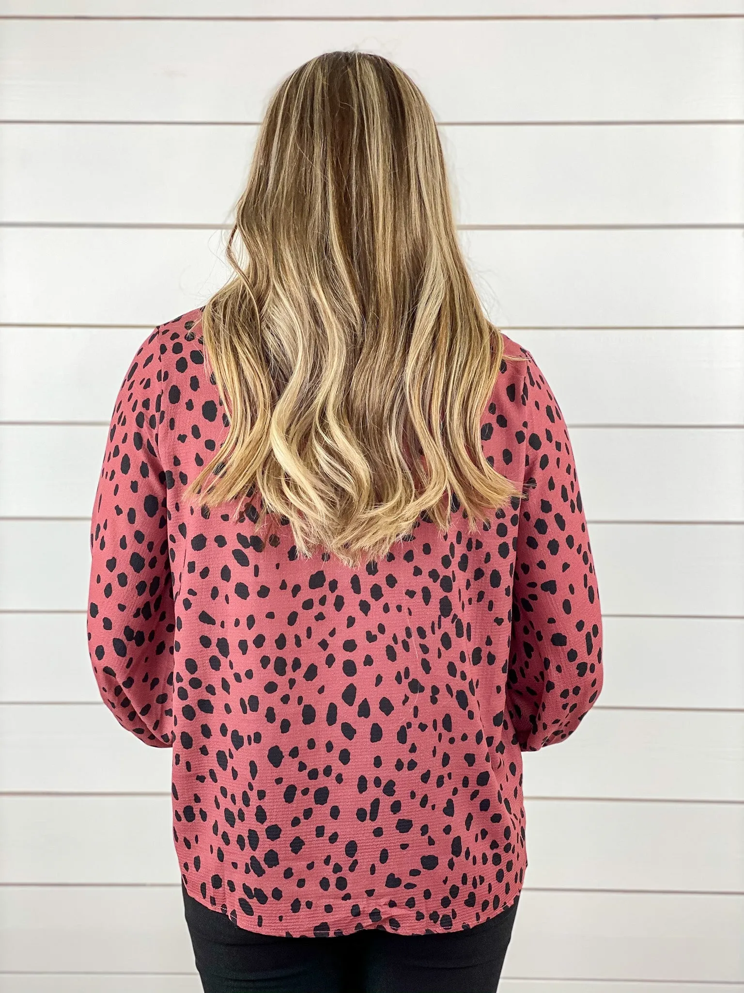Dalmatian Print Crepe Blouse - Rust
