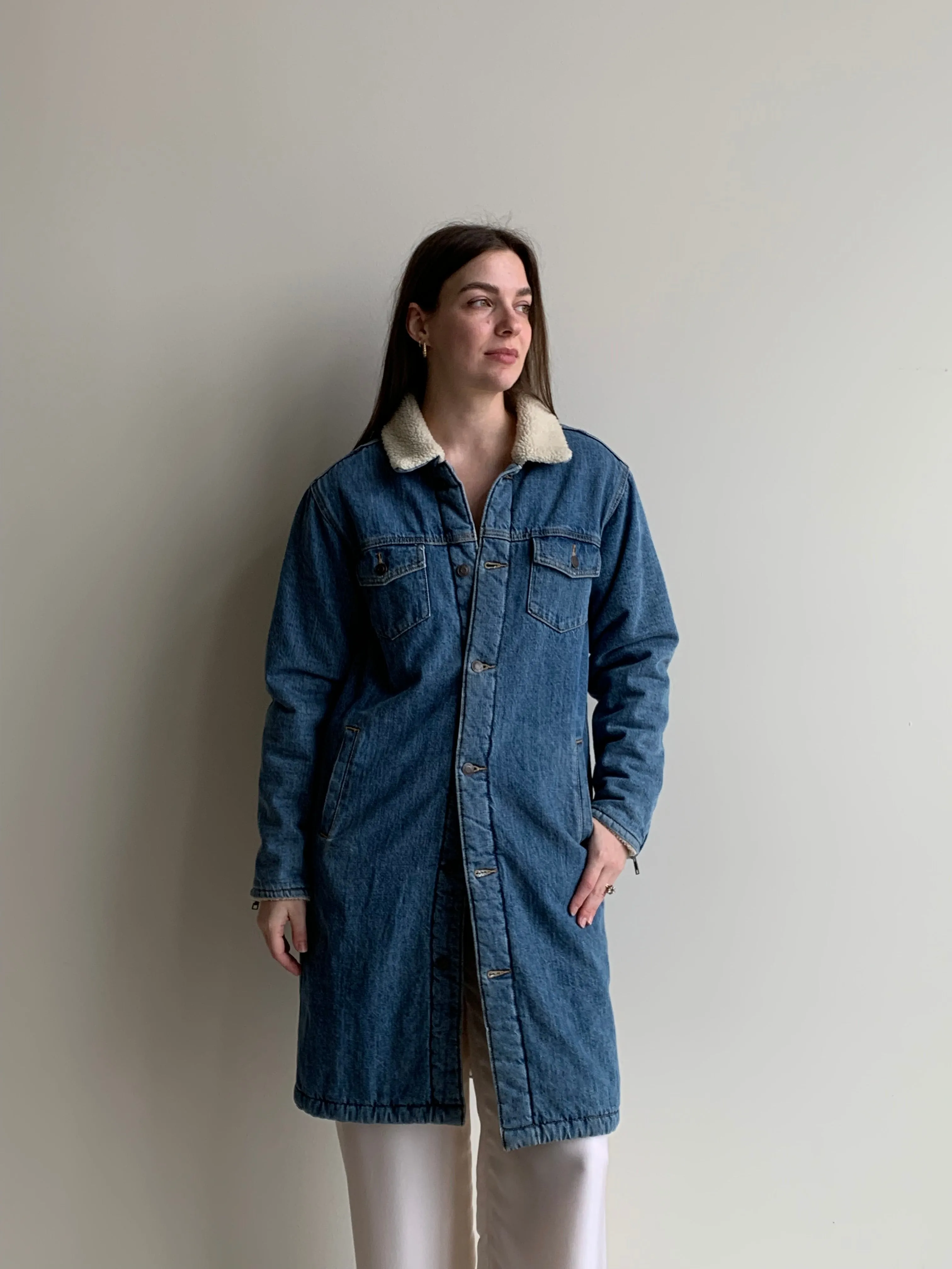 denim sherpa coat