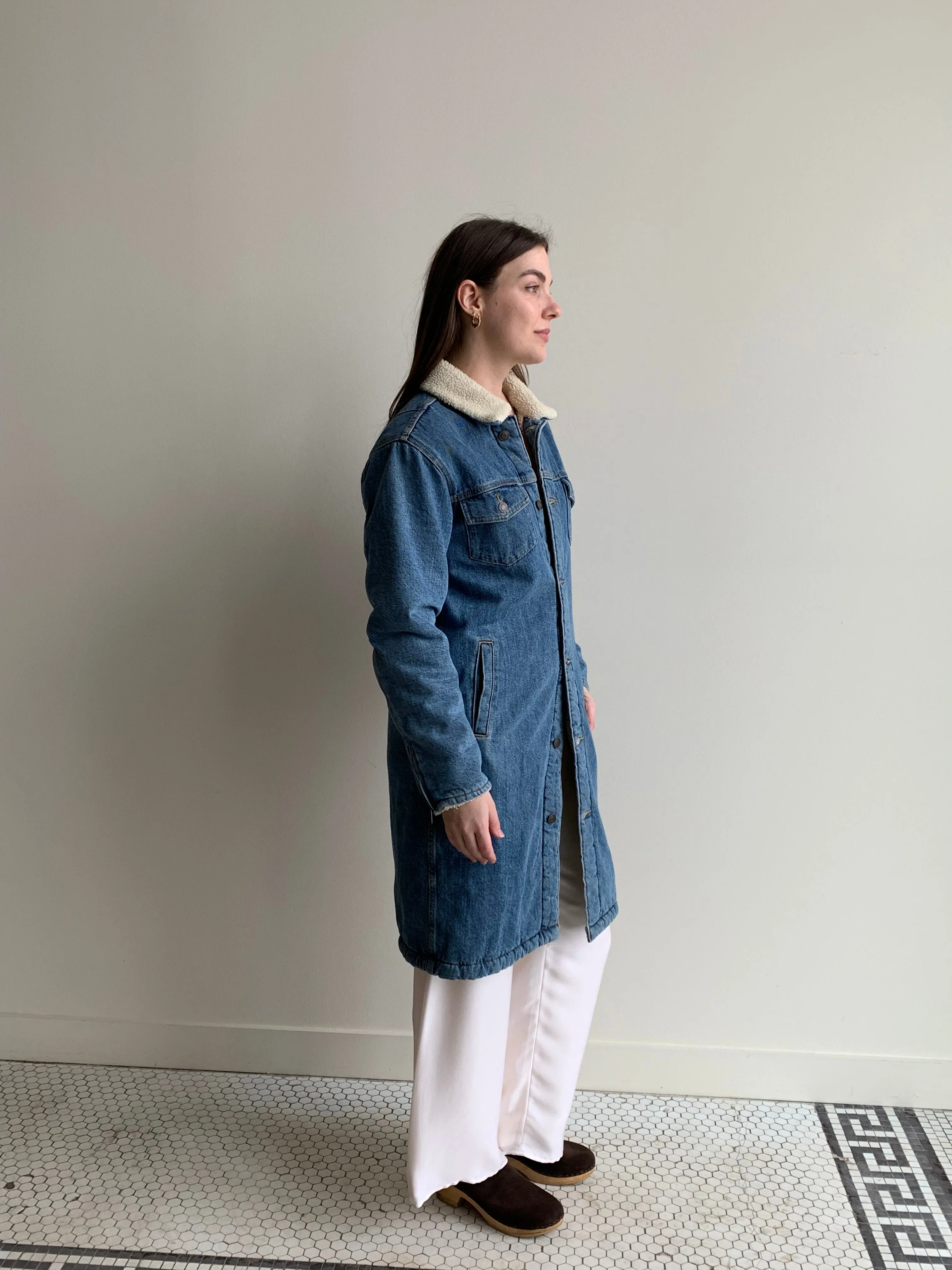 denim sherpa coat