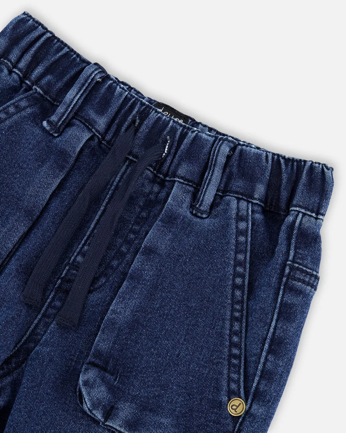 Deux Par Deux | French Terry Denim Jogger Pants Dark Blue