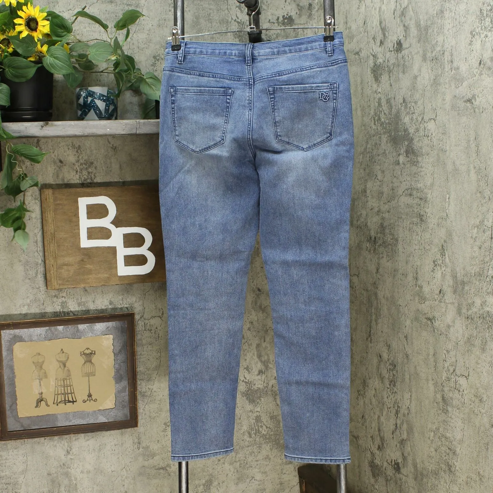DG2 by Diane Gilman Embellished Distressed Anniversary Jeans Midtone 8