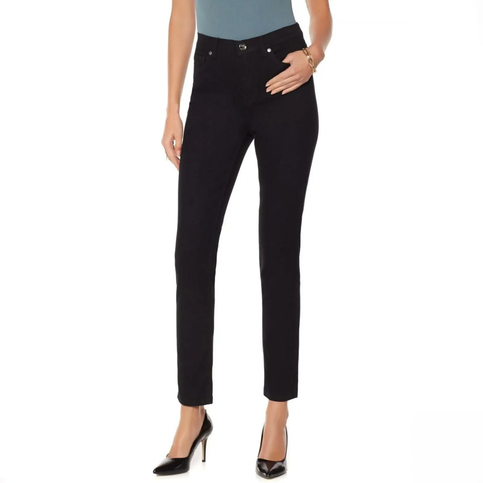DG2 by Diane Gilman Women's Classic Stretch Skinny Jean Black Petite 12