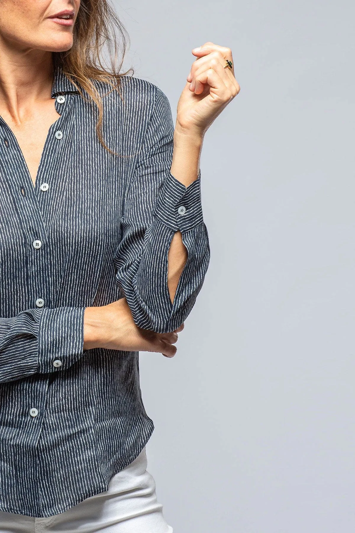 Dolce Thin Stripe Silk Blouse