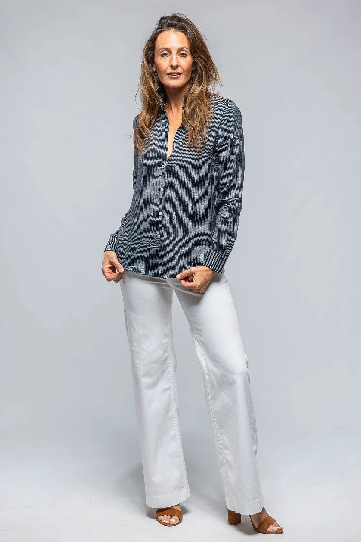 Dolce Thin Stripe Silk Blouse