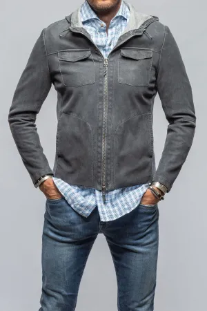 Donnarumma Suede Hoodie In Denim Blue