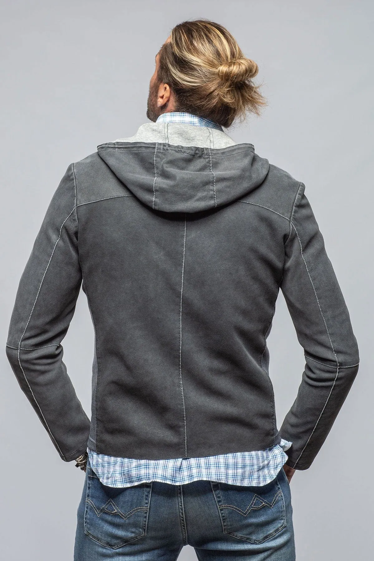 Donnarumma Suede Hoodie In Denim Blue