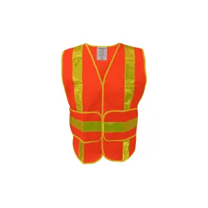 Economy Orange Polyester Mesh Hook and Loop Safety Vest