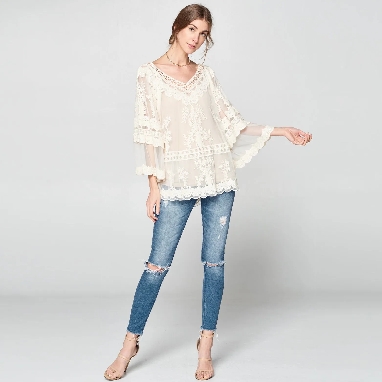 Embroidered Fleur Lace Top
