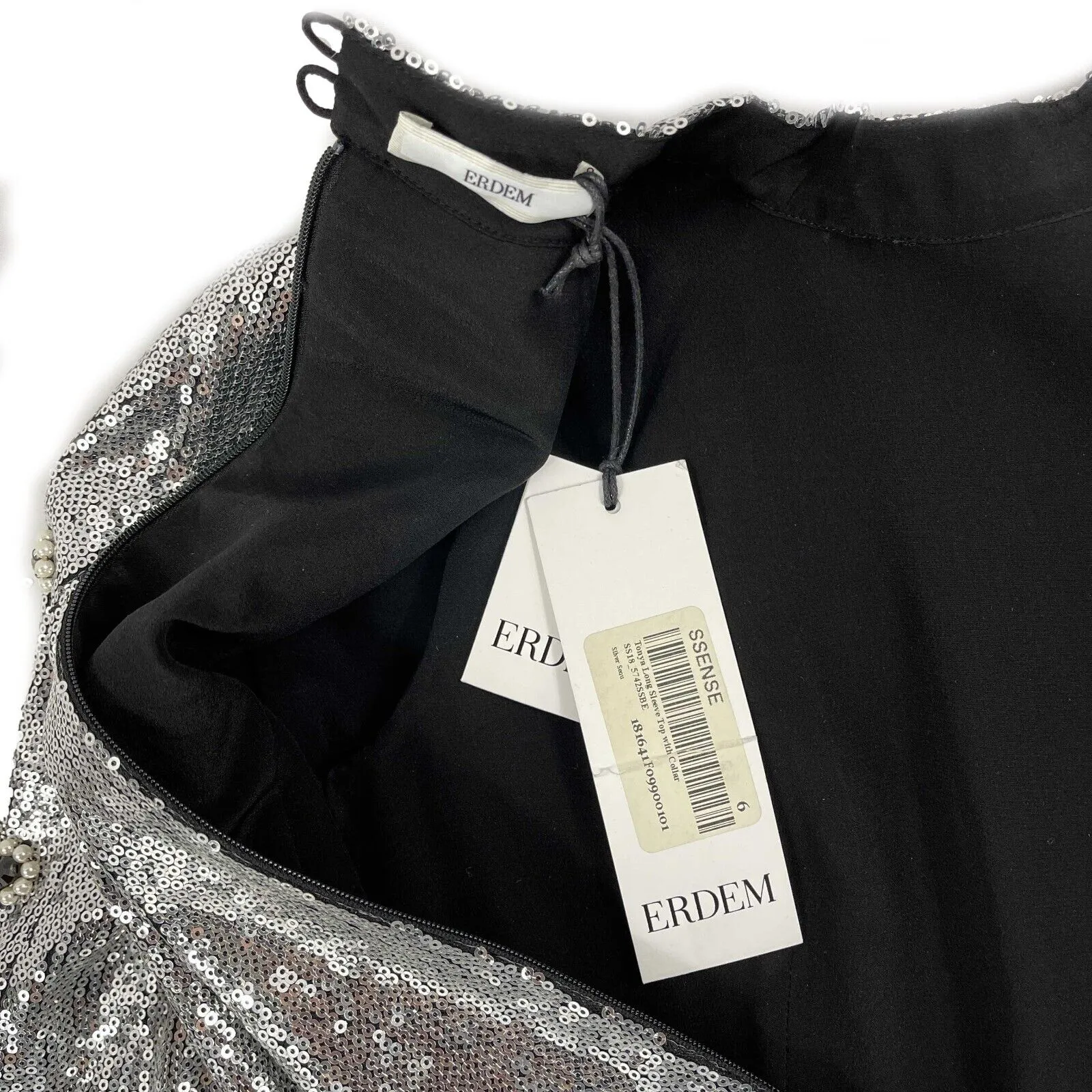Erdem - New w/ Tags - Tonya Sequin Embellished Long Sleeve - UK 6 US 2 - Top