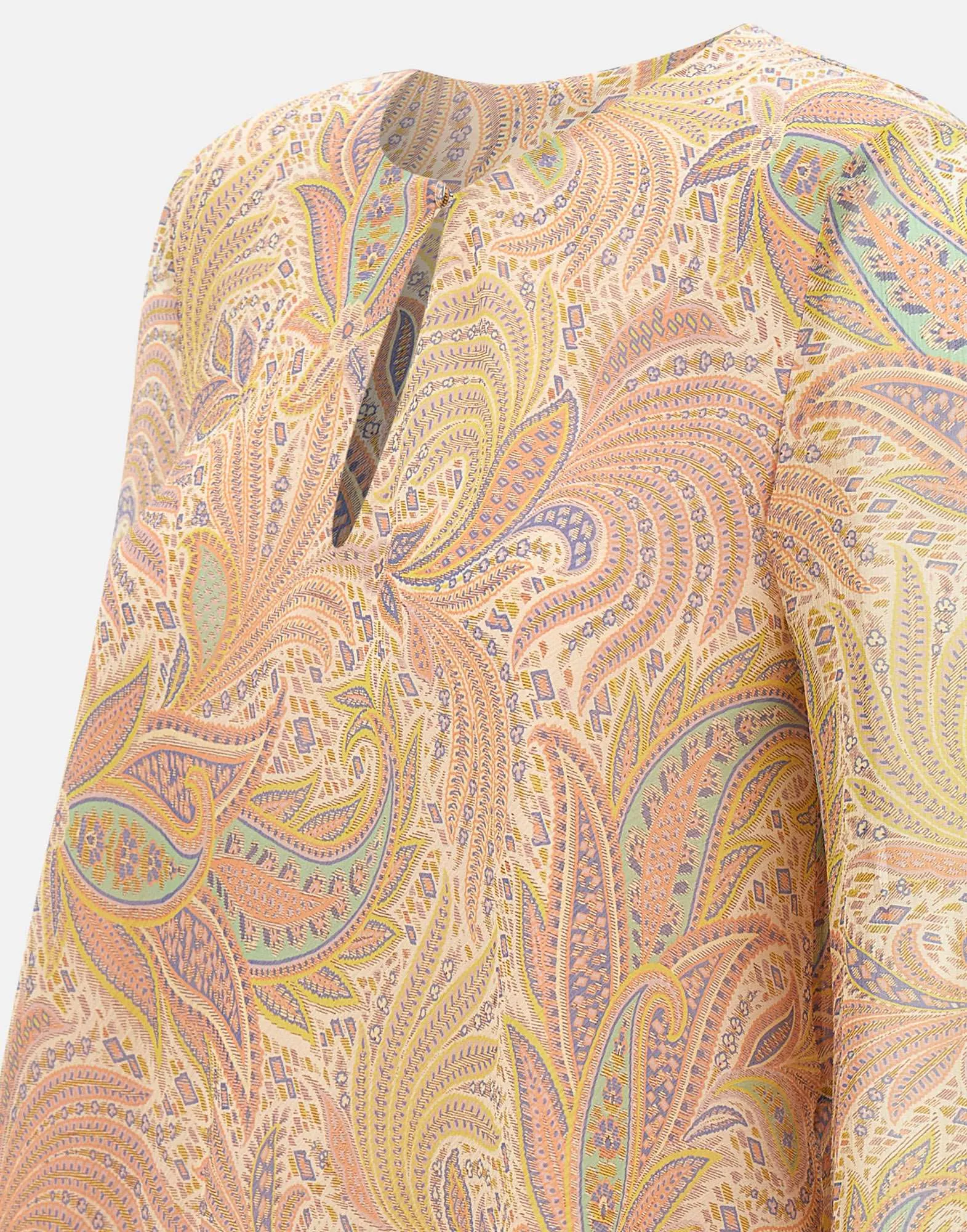 Etro Multicolour Silk Blus med ruffles