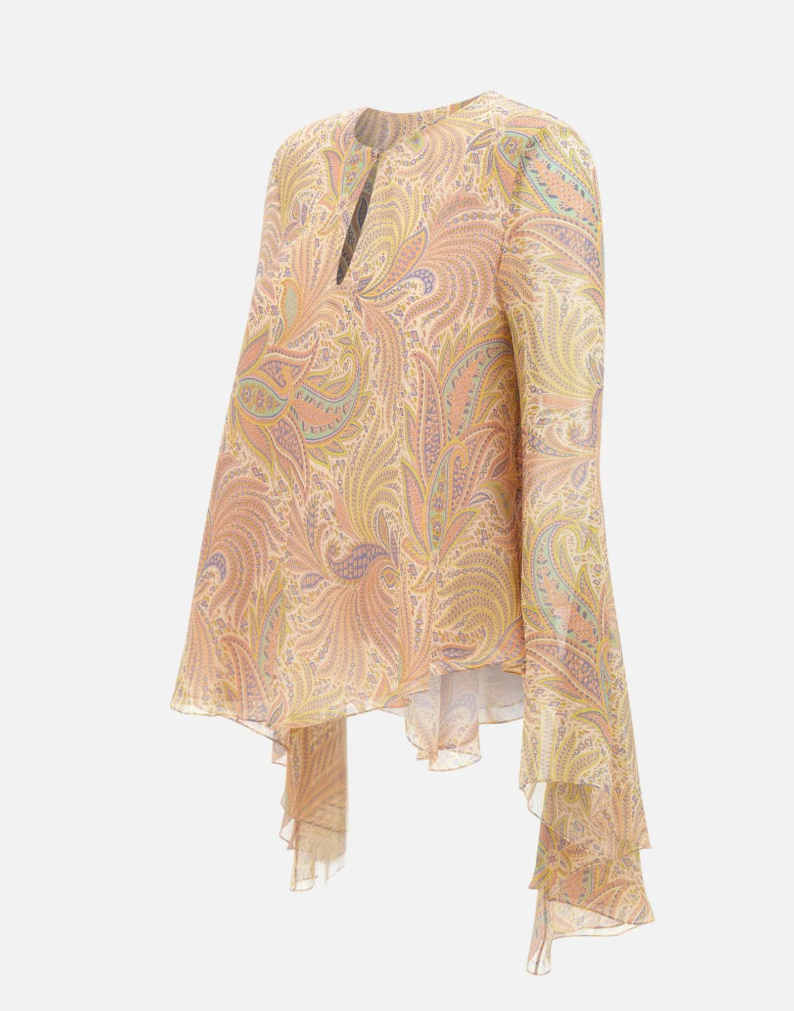 Etro Multicolour Silk Blus med ruffles