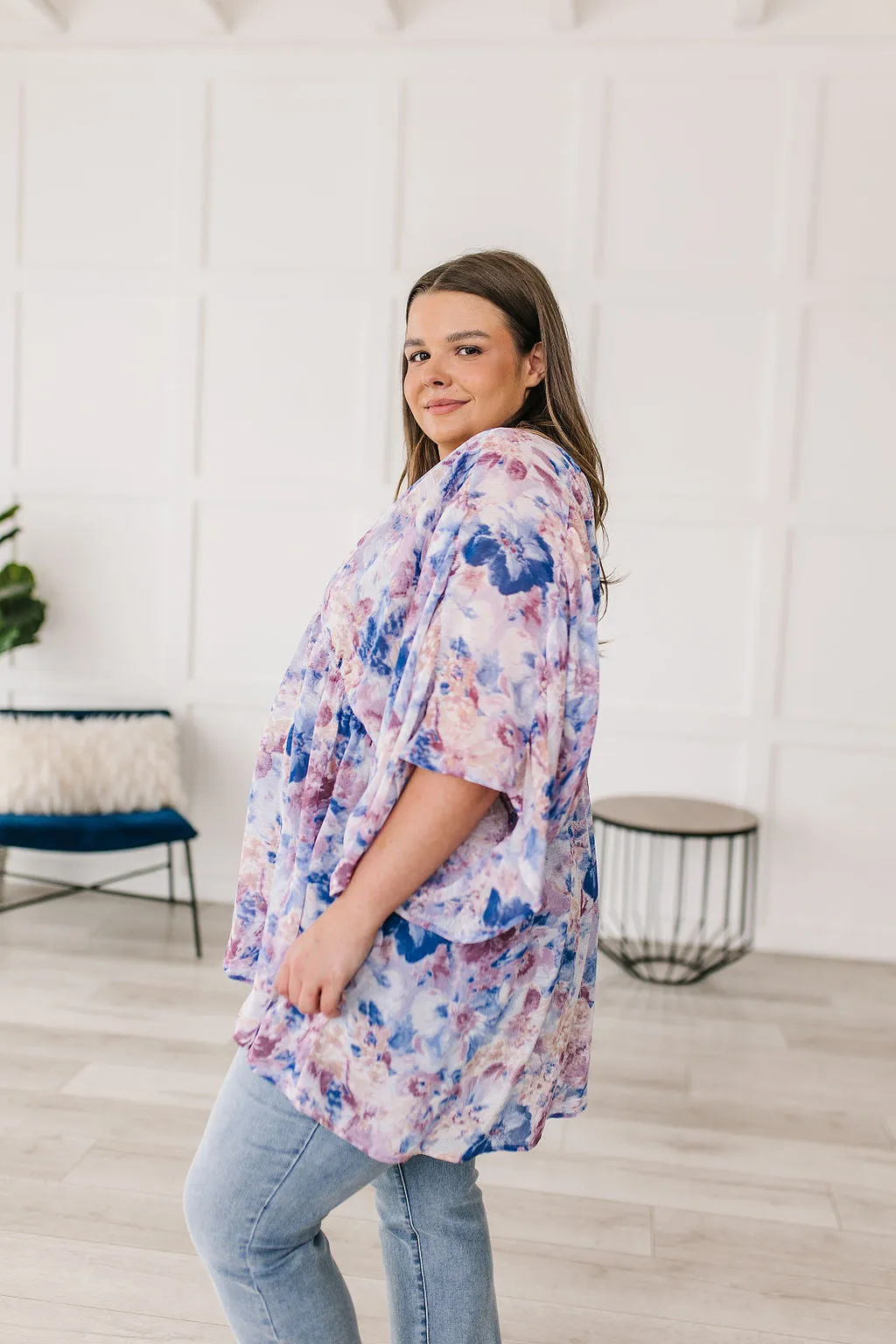 Fabled in Floral Draped Peplum Top
