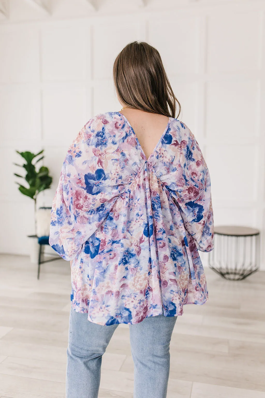 Fabled in Floral Draped Peplum Top