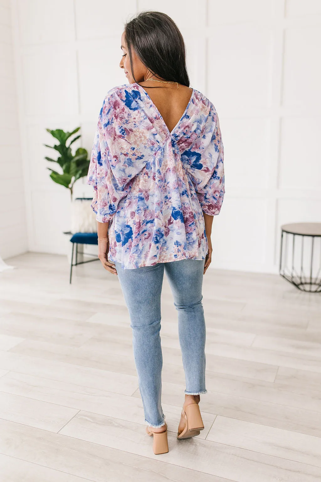Fabled in Floral Draped Peplum Top